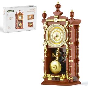 Retro Clock Building Set for Adults,Vintage Pendulum Clock Model with Rotating Gears,Home Decor Mechanical Building Blocks Toys, Gift for Boys and Girls 8+ (751 Pieces)