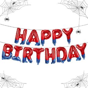 Letter Logo Superhero Spider Theme Happy Birthday Banner Party Decoration Balloons for Spider Theme Birthday Party