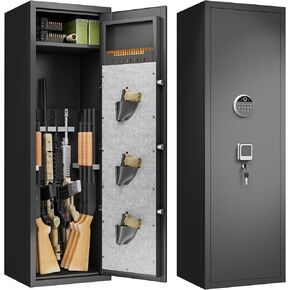 Gun Safes Cabinets Large Biometric Gun Safes Fireproof Fingerprint Long Gun Safe for 3 Pistols and 10 Home Rifle Shotguns, with Ammunition Storage Rack and Led Light