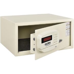 Global Industrial Hotel Safe Electronic Lock w/Card Slot, Keyed Differently, Off White, 18"Wx15"Dx9"H