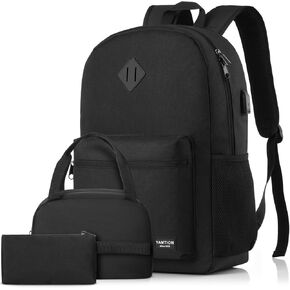 School Backpack 3PCS Sets for Teens Lightweight Bookbag with Lunch Bag Pencil Case for Middle School High School College