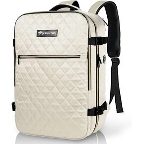 Travel Backpack for Women, Flight Approved Carry On Backpack, Anti Theft Luggage Bag Fit 17 Inch Laptop Business Weekender (Beige)