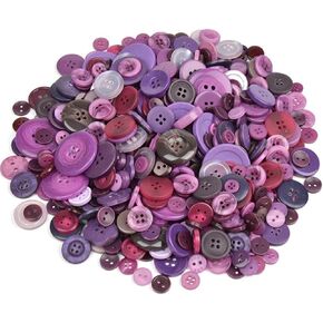 600 Pieces Mixed Sizes Resin Buttons Colored Round Sewing Buttons DIY Craft Supplies for Children's Manual Button Painting and DIY Craft Decoration (Purple Series)