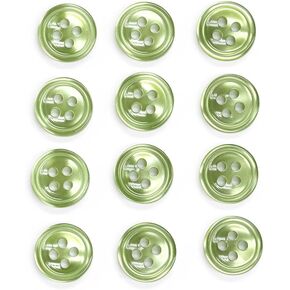 Set of 12 Luminescent Pale Blue Shirt Buttons, Made in Italy