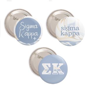 Desert Cactus Sigma Kappa Buttons Pins 3 Pieces of Variety Back Badge 2.25-inch Sig Kap Sorority - Marble Pack