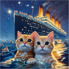 SJUTOUCI Cat Diamond Painting Kits for Adults, Diamond Art Kits for Beginners, DIY 5D Full Drill Diamond Dots Gem Craft Art Home Wall Decor 12x12 inch, Animals