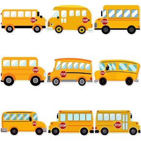 54Pcs School Bus Cutouts School Bus Cut-Outs Decorations for Bulletin Board Preschool Kindergarten Elementary Classroom Back to School for Kids Birthday Party Gift