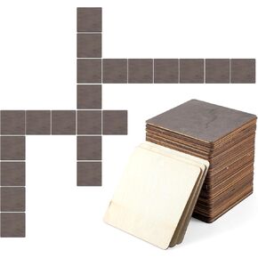 Chunful 50 Pcs 4 x 4 Inch Unfinished Wood Square 2-Side Different Color Wooden Pieces Blank Natural Wood Square Cutouts Board for DIY Crafts Painting Coasters Engraving and Carving Home Decorations