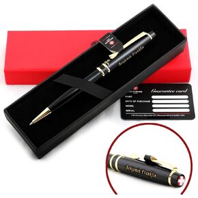 Free Engraving Personalized Expert Roller Ballpen, Ballpoint pen, Refillable Pens, Retractable Medium Refill Pen Black Ink, Custom Gifts for Men, Women, Classy Gift Box (Black)