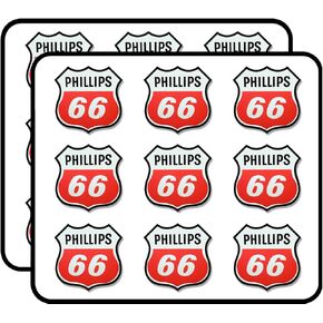 Vintage Phillips 66 Logo Shaped - Gas Sign Rat Rod Gasoline car Sticker for Scrapbooking, Calendars, Arts, Album, Bullet Journals 2" 18 Pack