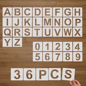 Letter Stencils for Painting – 36PCS Alphabet & Number Stencils for Crafts Reusable, Durable PET Plastic Templates for Wood, Fabric, Wall, Canvas, Rocks, Signs, DIY Home Decor & More(2 Inch)