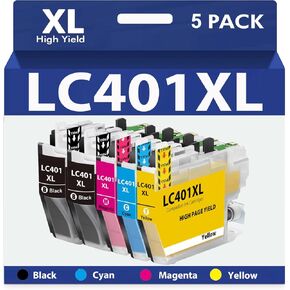 LC401XL Ink Cartridges Compatible for Brother Printer LC 401 401XL for MFC-J1010DW MFC-J1170DW MFC-J1012DW MFC-J1800DW, 5 Pack (2 Black Cyan Magenta Yellow)