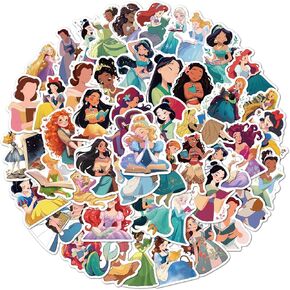 50PCS Bookworm Princess Stickers for Kids, Waterproof Vinyl Cute Reading Princess Stickers, Cartoon Bookish Girl Decals for Laptops, Water Bottles, Scrapbooking,