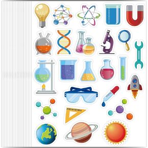 500 PCS Science Stickers for Kids, Back to School Science Lab Stickers for Crafts, Assorted Sciences Themed Sticker for Teacher Students Award Gifts Party Favor Supplies Decoration