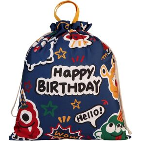 Large Birthday Gift Bag with Handles, 24"x 20", Premium Canvas Drawstring Bags, Reusable Gift Bag for Boys Girls Men Women Birthday