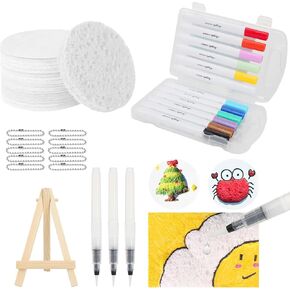 Magic Puffy Paint,Drawing Canvas Sponge,Puffy Paint Paper,3D Magic Foam Texture Painting Kit,Popcorn Drawing Texture Painting Kit, DIY Bubble Drawing Pens Art Supplies (B-1 Set)