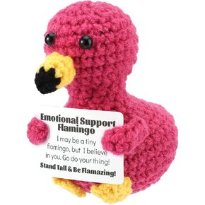 Crochet Flamingo, Wool Crochet Creative Emotional Plush Support Flamingo Knitted Doll Cheering Up Gift for Friends Families Christmas Birthday Summer Beach Party Decoration (Rose Red)