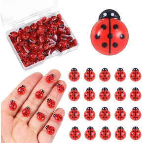 100PCS Mini Ladybug Decor with Box, Resin Lady Bugs for Crafts, Mini Resin Figures Animals for Dollhouse Micro Ladybugs for Crafts, Miniature Garden Dollhouse Miniature Landscape Decoration