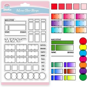 GLOBLELAND Color Palette Clear Stamps for Card Making Color Boards Silicone Clear Stamps Sheets Film Frame Transparent Stamps Seal for DIY Scrapbooking Embossing Photo Album Decor