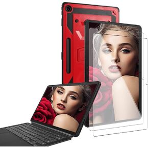 Mignova for Lenovo Chromebook Duet 5 Laptop 13.3" FHD Case with Screen Protector Built in Shoulder Strap Kickstand Hard Back Hybrid Cover for Lenovo Duet Chromebook Case Duet 5 13 inch (Red/1 Pcs)