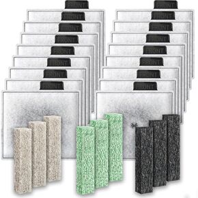 (16+9) Pack Medium Replacement Aquarium Filter Cartridges Compatible with Aqueon QuietFlow LED PRO Power Filter Size 10 & E Internal Power Filter Size 20 & Zilla Size 20 (M)