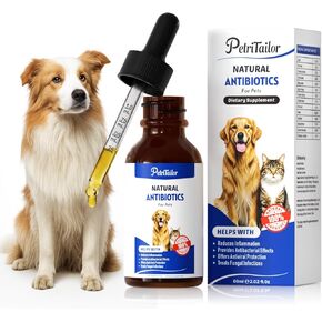 Natural Antibiotics for Dogs - Organic Herbal Supplement Liquid Drops for Immune Support, Allergies Relief, Skin & Coat Health, Digestion, UTIs, Skin Infections & Kennel Cough - All Breeds & Ages