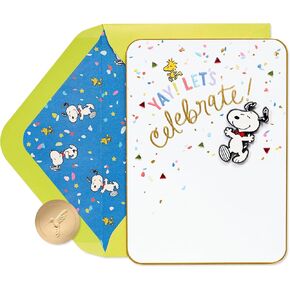 Papyrus Peanuts Birthday Card with Snoopy Pin (Birthday Blowout)