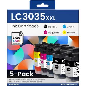 LC3035 XXL Ink Cartridges Set 5-Pack Ultra High-Yield LC3035BK LC3035C LC3035M LC3035Y Replacement for Brother LC3035 LC3033 Ink Cartridges for MFC-J995DW MFC-J805DW MFC-J815DW Printer Ink BK/C/M/Y