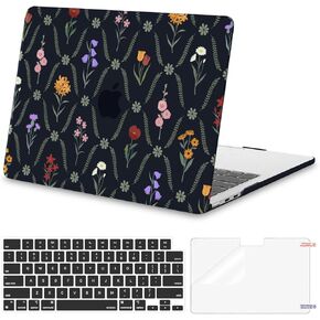 MOSISO Compatible with MacBook Air 13 inch Case 2025 2024 2023 2022 M4 A3240 M3 A3113 M2 A2681, Plastic Hard Shell&Keyboard Cover&Screen Film for MacBook Air 13.6 inch Case, Weeds & Colorful Flowers