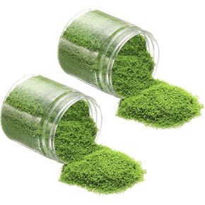 Model Grass Terrain Powder, 185ml Capacity, Fake Miniature Flower Grass Tree Sponge Light Green - (Applications: DIY Dollhouse Fairy Garden Model Railway Landscape), 2-Pieces