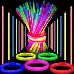 Glow Sticks,100 Ultra Bright Glowsticks Bulk Pack,Glow in the Dark Party Supplies for Kids Adult,Neon Bracelets and Necklaces for Carnival Festival Birthday Wedding Camping Easter Decorations