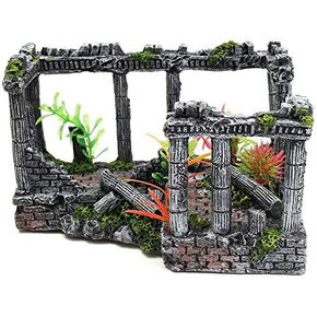 Aquarium Decorations, Columns of The Roman Forum, Vintage Ruins Roman Greek Columns, Fish Hiding in Caves