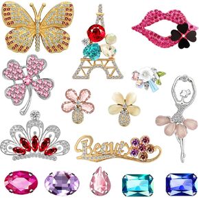 20 Pcs Bag & Shoe Charms Set - Assorted Designs with Sparkle Rhinestones Imitation pearls | Decorative Clips for Hole-Patterned Accessories