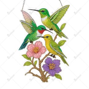 SOURMO Hanging Diamond Art Ornament Kit Bird, DIY Double Sided Acrylic Diamonds Painting Pendant Board Kit for Adults (Cardinal)