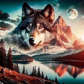 5D Diamond Art Kits for Adults Beginners Wolf，DIY Full Round Drill Diamond Painting Kits, Paint by Diamonds Dots Gem Art Crystal Easy，Home Wall Decor 13.78X13.78 Inch