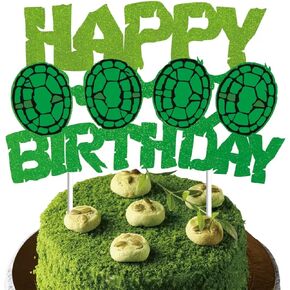 Green Turtle Birthday Cake Topper– Instant Party Decorations for Kids & Adults, Pre-Assembled Cake Decoration, Durable Turtle Birthday Party Supplies for Any Theme