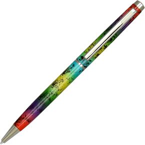 Lanier 4G Ballpoint Pen - Shiny Chrome Ring & Parts with Medium Tip 0.7mm Cross Style Refill (with Accents - White or Black or Purple or Pink)
