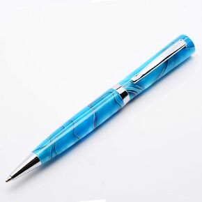 LACHIEVA LUX Marbled-Pattern Acrylic Ballpoint Pen – Smooth Writing, Elegant Design, Gift-Ready with Box & Extra Refill (Ocean Blue)