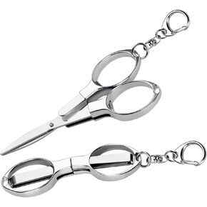 2 Pcs Retro Folding Scissors Stainless Steel Portable Mini Travel Scissors Keychain Scissores Fishing Scissor Safety Foldable Pocket Badge Small Scissor for Home Office Fishing Travel Sewing Nurse