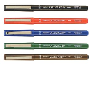 Marvy 1401873 Calligraphy Permanent Marker Set, Acid-Free Non-Toxic Water Based, 2 mm Fine Tip, Assorted Color