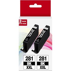 281 XXL Black Ink Cartridges 2 Pack Replacement for Canon CLI 281XXL for Cannon 280 281XL Fit for TR8620a TR8600 TR8622a TR8520 TS9521c TR7520 TS9120 TR8622 TS9520 TS6220 TS6320 TS702a TR8500 TR7620