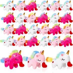 24 Pcs Mini Plush Unicorn Stuffed Animal Party Favors Unicorn Plush Keychain Small Stuffed Animal Bulk Toys for DIY Basket Stuffers Birthday Wedding Adopt a Pet Party Gift