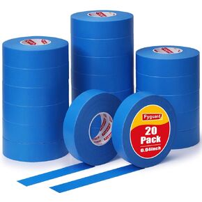 20 Rolls Blue Painters Tape 1 Inch Wide 0.94In x 1100 Total Yards Painters Tape Bulk Blue Masking Tape for Wall Painting Edges Trimming DIY, Sharp Lines
