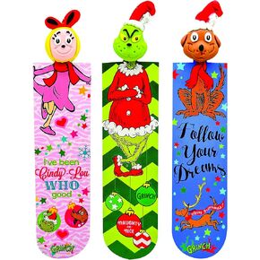 Raymond Geddes Dr. Seuss Grinch 3D Bookmarks - Box of 24, 3 Unique Designs - Cute Bookmarks for Kids and Booklovers