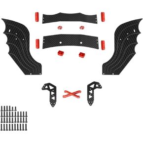 RC Parts Compatible with ARRMA for Limitless 1/7 RC Car Upgrade Parts 1Set Carbon Fiber Pattern Adjustable Spoiler Tail Wing(Red)