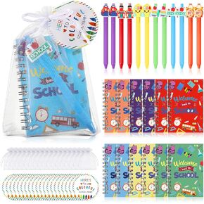 24 Set Back to School Stationery Set for Students, First Day of School Ballpoint Pens Mini Notebook Gift Card Welcome to School Gifts for Classroom Gifts Goodie Bags Fillers Party Favors