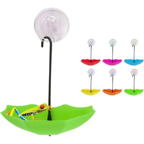 SnowTing 6 PCS Frog Habitat Platform with Suction Cup, Multiple Colors Cute Plastic Umbrella Wall-Mounted Tank Decoration Tree Frog Terrarium Accessories for African Dwarf Frog, Toad