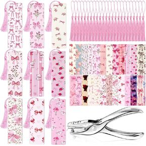 24Set Cute Bookmarks for Reading Women Funny Aesthetic Bookmarks Pretty Pink Bow Book Marks Bulk DIY Bookmark Bookish Page Markers Making Kit Coquette Reading Accessories Stuff Gifts for Girls