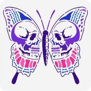 FINGERINSPIRE Skeleton Moth Painting Stencil 11.8x11.8inch Reusable Moth Skull Painting Template DIY Death Head Moth Stencil for Painting on Wood, Floor, Paper, Wall and Furniture
