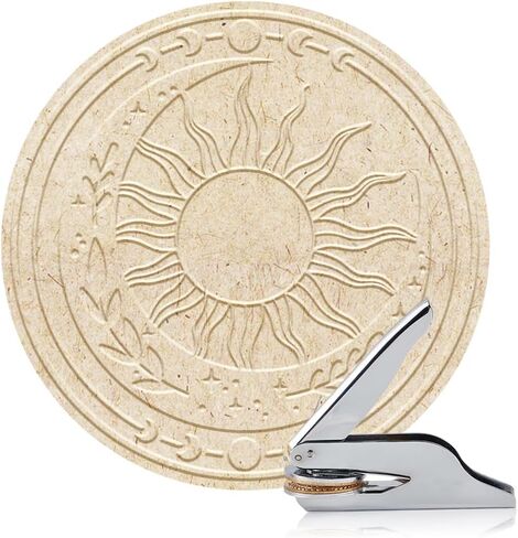 Book Embosser Personalized Sun and Moon Pattern Book Stamp, Durable Library Stamp with Handle Set for Books,Library, Envelopes, Documents, Invitation in Kuwait
